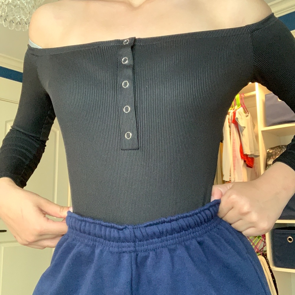 black button up body suit